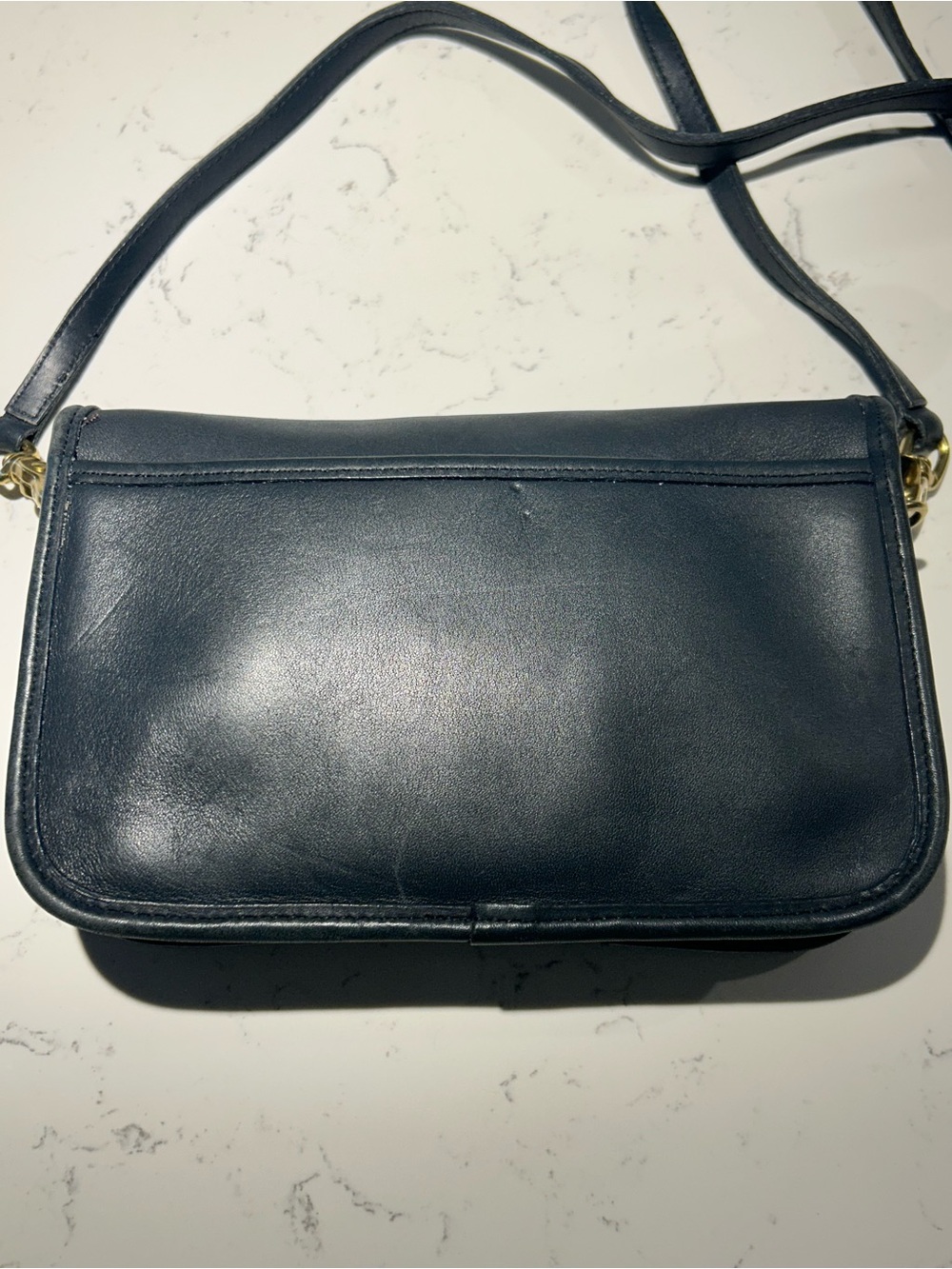 Vintage COACH Penny Pocket Purse 9755 Navy Blue Leather Crossbody Bag - Picture 3 of 7